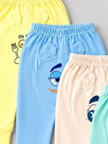 Image of superminis Printed Cotton Pajama Pants for Baby Boys and Baby Girls | Pack of 6 (Multicolor Designs)