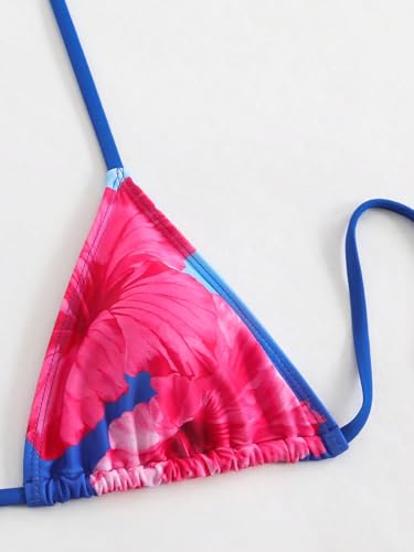 Image of ZAFUL Women's 3 Piece Swimsuit Floral Halter Triangle String Bikini Tie Side Bottom with Boho Cover Up Skirt