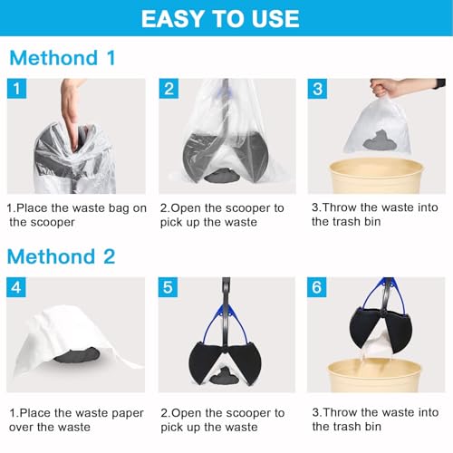 Image of Pooper Scooper,Dog Pooper Scooper,Pooper Scooper for Large Dogs,Folding Dog Poop Scooper, 28 inch Long Handle No-Bend Cleanup,with Durable Spring,Works on Grass /Dirt /Gravel & More Surfaces (Blue)
