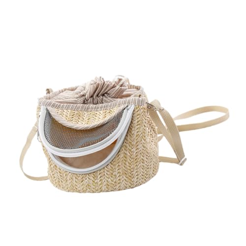 Abaodam 1Pc Comfortable Straw Woven Pet Carrier Bag for Pets Durable and Warm Travel Bag for Hamsters Guinea Pigs and Other Animals for Sightseeing and Camping