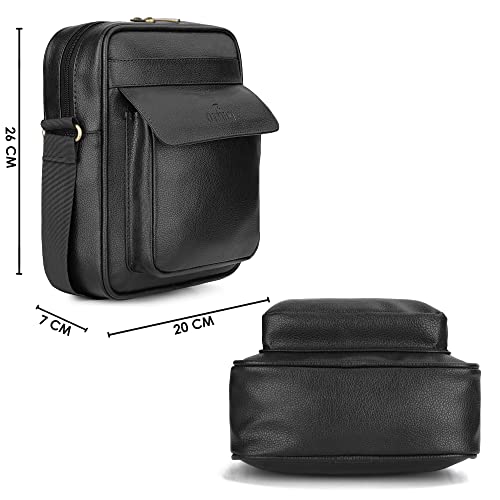 Image of The Clownfish Della Series Faux Leather Messenger One Side Shoulder Bag and Sling Cross Body Travel Office Business Bag for Men and Women (Black)