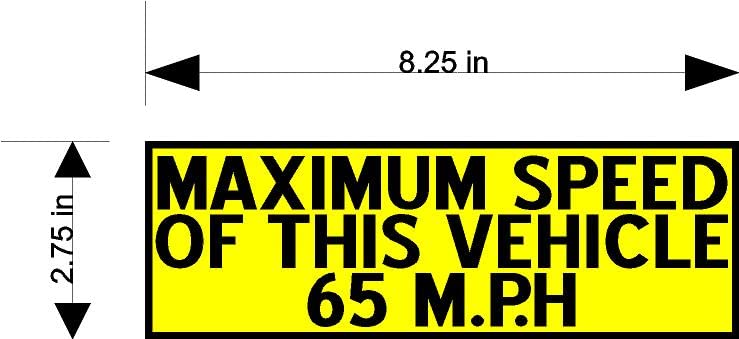SET of 3 Maximum Speed of this Vehicle 65 M.P.H car MAGNET Bumper Sticker bright yellow
