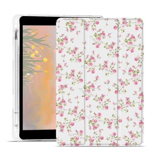 Coque iPad Air 13 pouces M3 en cuir blanc avec motif fleuri et finitions luxe