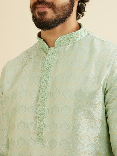 Image of Manyavar Men's Brocade Elegant Ethnic Motifs Printed Kurta Pyjama Set (2pcs)
