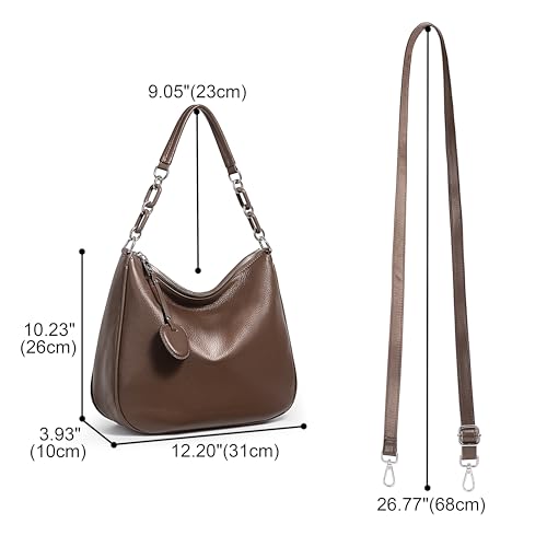 Image of YALUXE Real Leather Hobo Bags for Women Designer Handbags Shoulder Bags Cross-body Purses