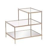 Knox Accent Table - Metallic Gold Metal Frame w/ Glass Tops - Glam Style Décor