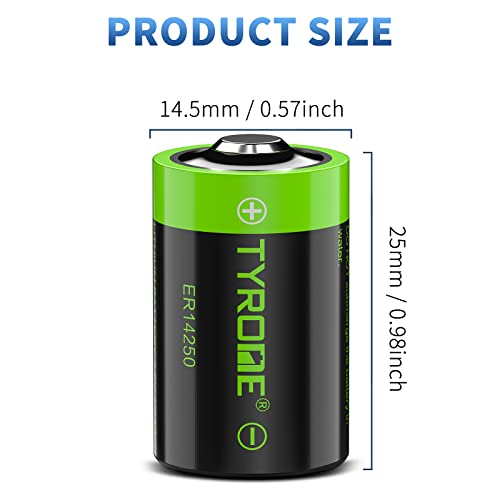 1/2 AA Size LS 14250 ER14250 3.6 Volt 1200 mAh Lithium Batteries 4 Pack, Tyrone Batteries Compatible for Dogwatch Dog Collar and Some of Movement Monitor/Home Security System/Alarm System
