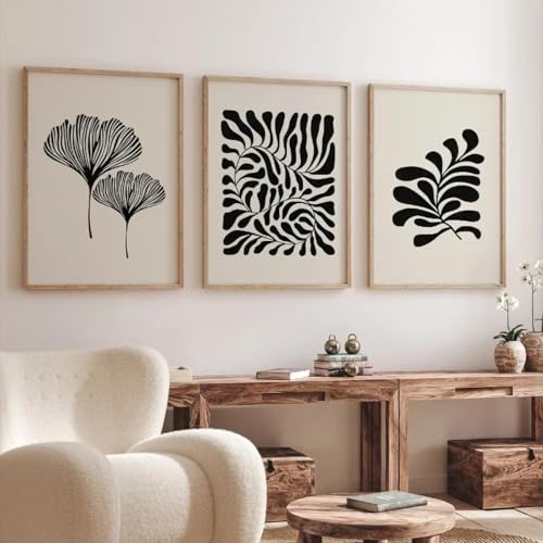 Affiche Toile Plantes Noires Matisse 50x70 cm | Tableau Bohème Sans Cadre
