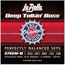 La Bella 0760M-B Deep Talkin 1954 Original Vintage Stainless Steel Flat Wound, Bass Guitar String 52-128T