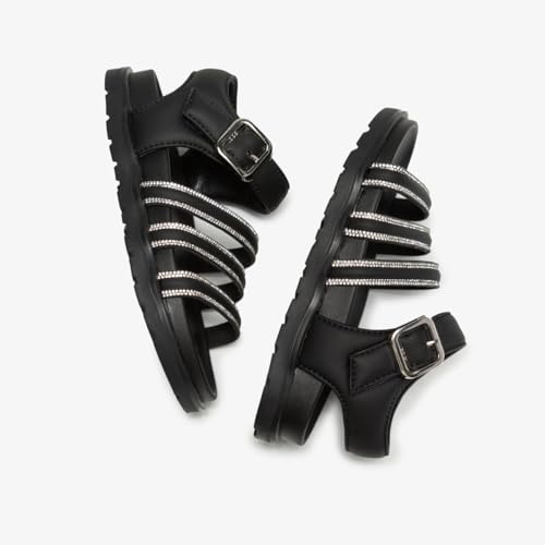 Girls Sandals Open Toe Princess Flat Sandals Strappy Summer Shoes Sequins (Toddler/Little Kid/Big Kid)4