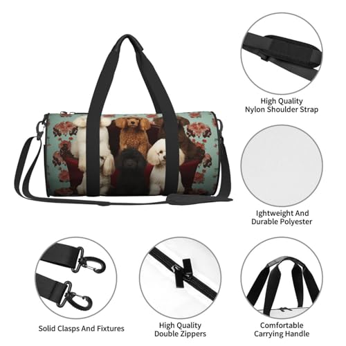 Sports Gym Bag for Women Men Travel Duffel Bag Tote Weekender Bag Poodles Dogs Carry on Overnight Bag for Travel Swimming Fitness Workout Sports Duffle Bag4