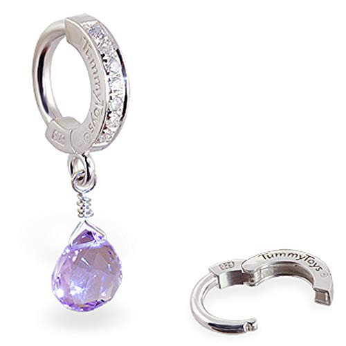 Amethyst Briolette On TummyToysÂ® CZ Belly Button Ring Sexy in a snap navel jewelry Belly button Handmade navel barbell