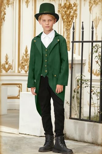 BesserBay Halloween Boys Steampunk Vintage Medieval Tailcoat Victorian Jackets Size 4-14 Years2