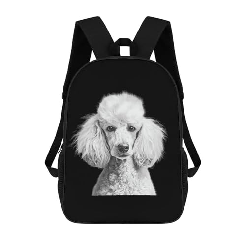 White Poodle Dog Classic 17 Inch Backpack Travel Daypack Casual Shoulder Bag with Adjustable Strap for Men Women