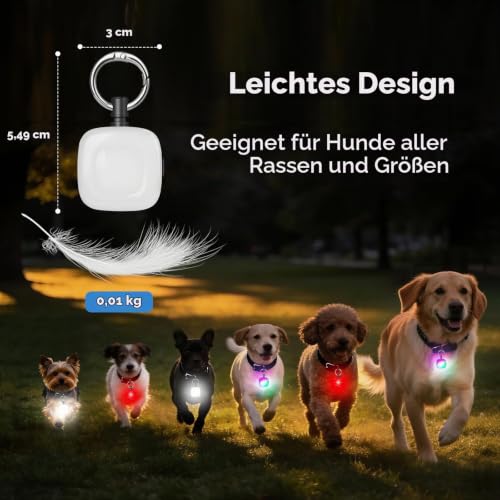 MonHall 2er Hundelicht, 4-Modi Wiederaufladbare Leuchtanhänger Hund, Superhelle Licht Hund, IP68 Wasserdicht Hunde Licht für Hunde Kinder Jogger Camper