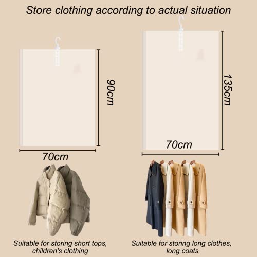 Hanging Vacuum Storage Bags, 4 Pack Vacuum Bag for Clothes Space Saving Vacuum Storage Bags for Suits Coats - Image 2