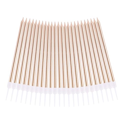 Image of PHD CAKE Champagne Gold Long Thin Metallic Birthday Candles, Cake Candles, Birthday Parties, Wedding Decorations, Party Candles