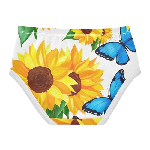Cotton Toddler Girls Underwear Bright Sunflowers Blue Butterflies Panties Little Girl Stylish Kids Briefs Undies 2t2