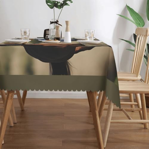 Nappe rectangulaire imprimé chevaux en tissu noble pour réception - 4