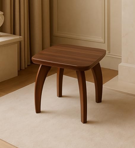 Raytrees Round Four Square Engineered End Table for Living| Drawing Room | Wooden Peg Table | Corner Sofa Side Table with Magazine & Newspaper Storage | Walnut (Modern-P) (S4B)