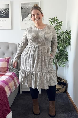 Image of RITERA Plus Size Dresses for Curvy Women Summer Spring Womens Dress V Neck Short Sleeve Casual Dress with Pockets XL-5XL