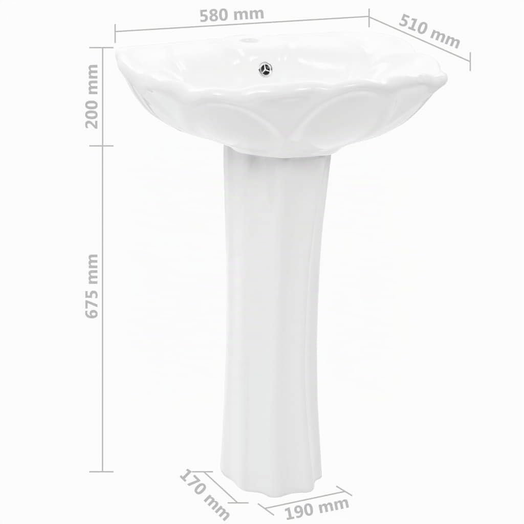 ShGaxin Lavabo de pie de cerámica Blanco 580x510x200 mm, Fregadero, Lavabo Baño, Lavamanos Baño, Lavatorio Casa De Banho, Mueble Lavabo sobre Encimera