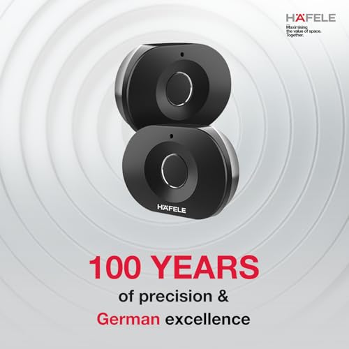 Image of Hafele Kabi-Iris Cabinet Lock, Matt Black, Capacitive Fingerprint Access, Status Indicator, Smart Lock for Cabinet and Drawers