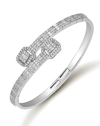 LuxeFlex Iced Out Diamond-Studded Butterfly Cuff Bracelet for Women, Men, and Teen Girls - 14K Gold Plated Bangle with Baguette CZ Stones, Perfect Birthday or Graduation Jewelry Gift for Best Friends