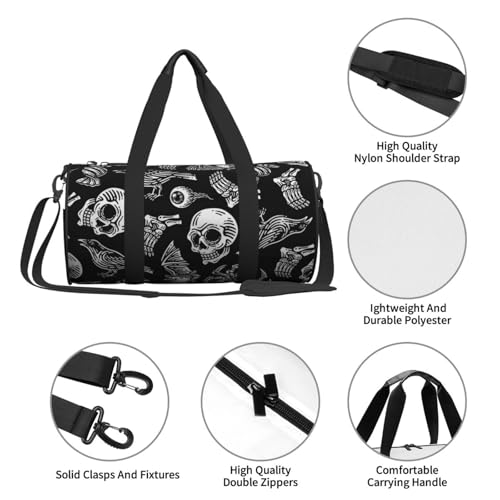 Large Duffle Bag for Travel - Skull Bird Bat Spider Gym Bag for Women Men, Foldable Travel Bags for Women Men with Zippered Multiple Pockets3