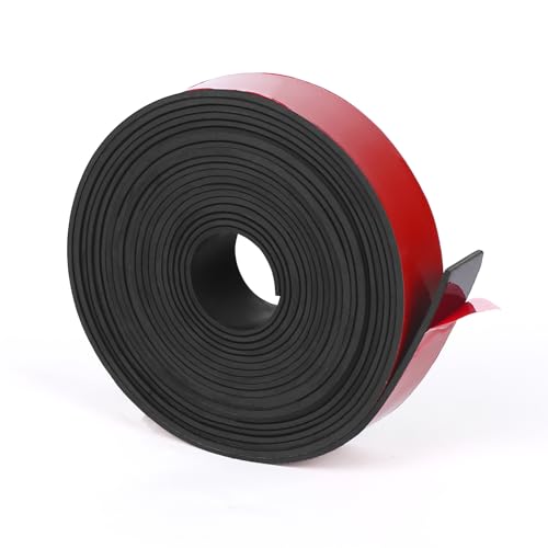 Image of WochiTV Adhesive Solid Rubber Strips, 1 inch Wide x 1 /16 inch Thick x 180 inch Long Self Stick Black Neoprene Rubber Rolls Perfect for DIY Insulation Cushion Gasket, Sealing, Liner, Weather Striping