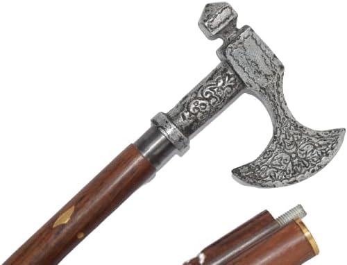 Miniatura 8 de Bastón plegable con mango plateado de hacha, regalo asequible, decorativo, para hombres, mujeres, ancianos, abuelos. Artículo para regalos