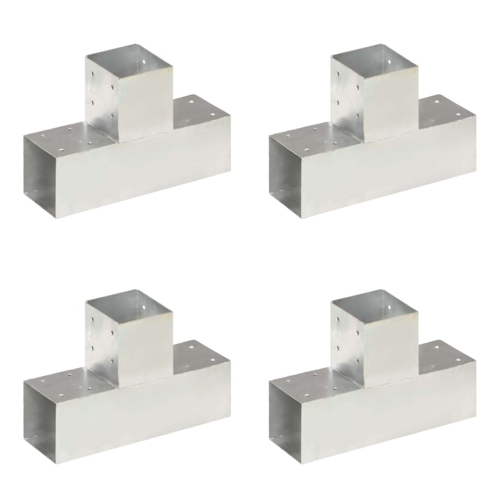 vidaXL 4x Conectores de Postes en T Soporte Jardín Patio al Aire Libre Estacas Exterior Valla Cerca Separador Metal Galvanizado 91x91mm