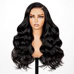 FLYBAO 24inch Glueless Wig Human Hair Pre Plucked Pre Cut 230% Density Closure Wigs Human Hair 5x6 Body Wave HD Lace Front Wigs Human Hair 12A Lace Frontal Wig Bleached Knots Natural Hairline