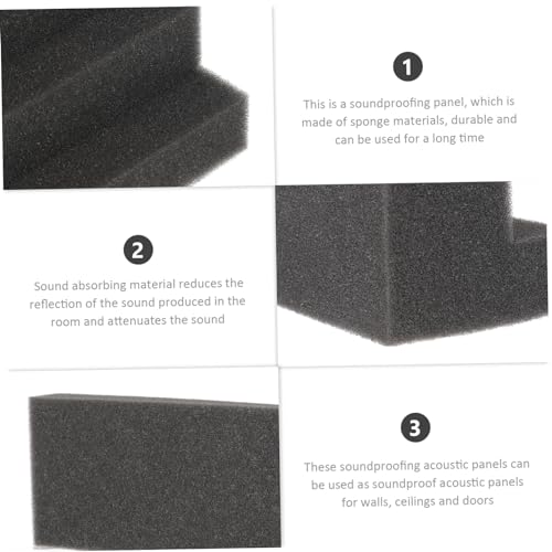 Paneles acústicos en cuña 4 piezas esponja para absorción de sonido negro miniatura 7