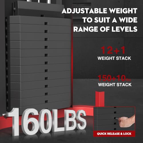 SPART Home Gym Station,Multifunctional Home Gym Workout Equipment,with 160LBS Weight Stack for Leg Press & Chest Fly, All in One Exercise Equipment Full Body Strength Training with Pulley System - Image 5