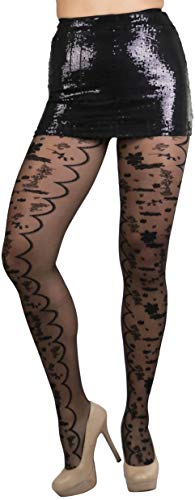 Image of ToBeInStyle Women's Elegant Floral Lace Inspired Spandex Net Full Length Tights