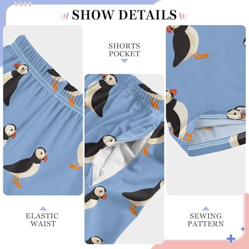 Puffins Blue Pattern Pajama Pants Soft PJ Bottoms Lounge Pants for Sleepwear Sport Size 6-14 Years4