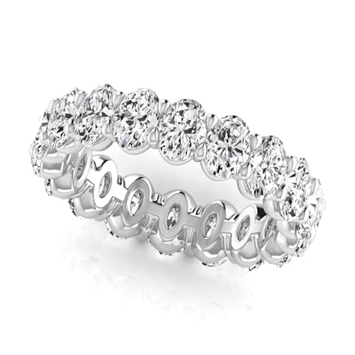 Oval Cut Lab Grown Diamond Eternity Band – Elegant & Timeless Design | 14K White Gold| E-F Color, VS-SI Clarity | 30 Day Free Return