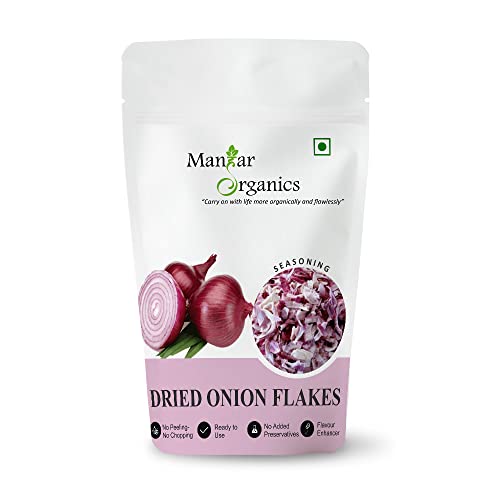 Image of ManHar Organics Dehydrated Red Onion Flakes 500g | Dried Onion Flakes (Sukha Pyaz) | Red Onion Slices for Soups, Sauces, Gravies, Seasoning Blends & Everyday Cooking