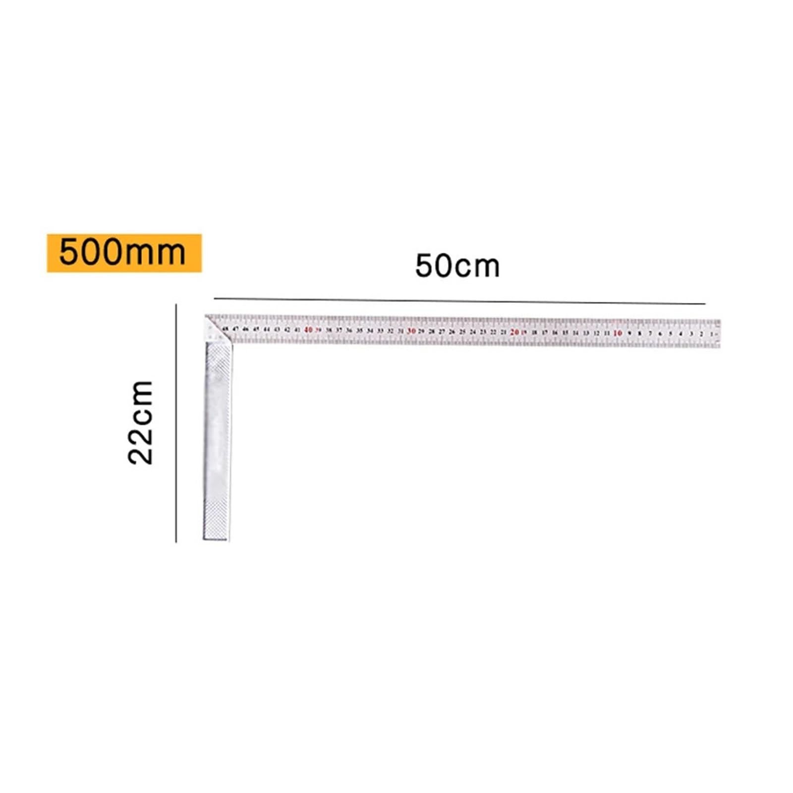 Righello quadrato in lega di alluminio, angolo retto 90, strumento misurazione for la lavorazione del legno, righello angolare 250-600 mm per officina meccanica(375mm)