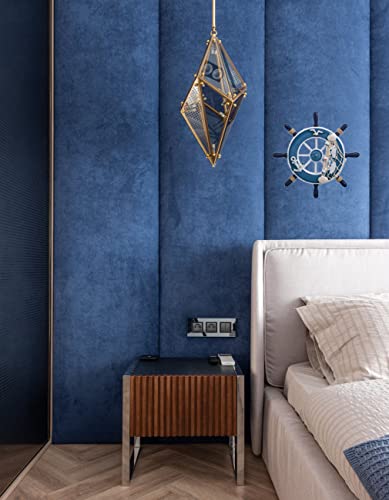 Mediterranean Nautical Boat Ship Wheel Wall Décor-Wooden Coastal Steering Beach Net Relax Theme Ornaments-Cute Livingroom/Bedroom/Cafe/Bar/Hotel Hanging Home Wall Art Decoration(12.6-Inch) #TOP3