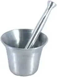 Pilão com Socador de Alumínio para Alho, Temperos e Condimentos, 2 Peças