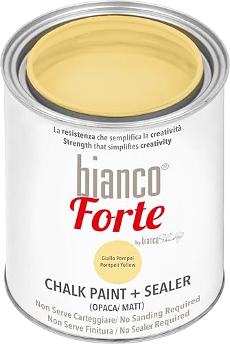Bianco Forte Amarillo Pompeya 1L Pintura a la Tiza con Acabado/Protección 2 en 1: Chalk Paint Súper