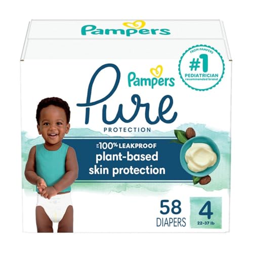 Image of Pampers Pure Protection Diapers - Size 4, 58 Count, Hypoallergenic Premium Disposable Baby Diapers