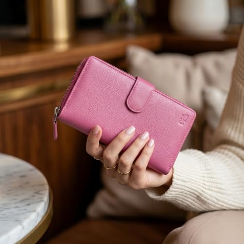 Image of Big Fat RFID Blocking Leather Organizer Checkbook Wallets For Women - Clutch