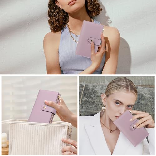 Image of yiijay Womens Wallet RFID Blocking Vegan Leather Trifold Clutch Credit Card Holder Ladies Travel Wallet Purse with Pen Holder, 1Purple, Rfid Wallet
