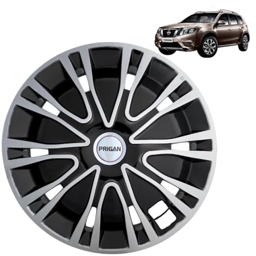 Image of PRIGAN Wheel Cover for Terrano Black Silver Wheel Cover 16 inch for Terrano (Set of 4 Pcs) (Press Fitting) Model Name- Drive Black Silver 16