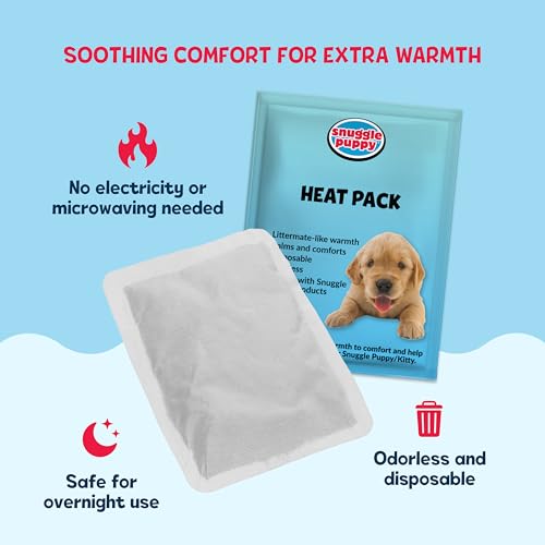 Image of Snuggle Puppy Replacement Heat Packs for Dogs (12 Count) - Disposable Pet Comfort Warmers for Puppy Anxiety Relief - Odorless, Non-Toxic, All Natural - Fits All Snuggle Puppy Styles