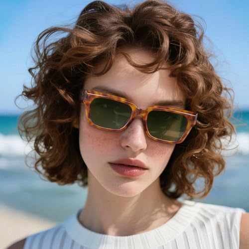 AVAWAY Chunky Womens Sunglasses Polarized, Rectangle Acetate 100% UV Protection Sun Glasses Retro Driving Outings Shades2