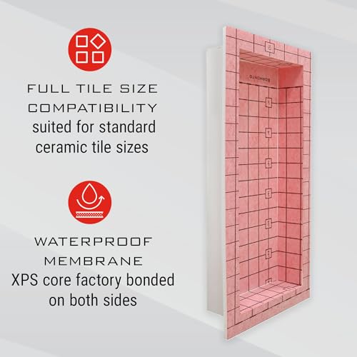 GURU USA W-S Shower Niche, Waterproof Membrane with Pre-Sloped Base, Waterproofing Panel System for Bathroom Walls, 12” x 28” - Image 6